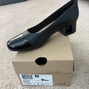 Clarks Black Patent Leather Heels